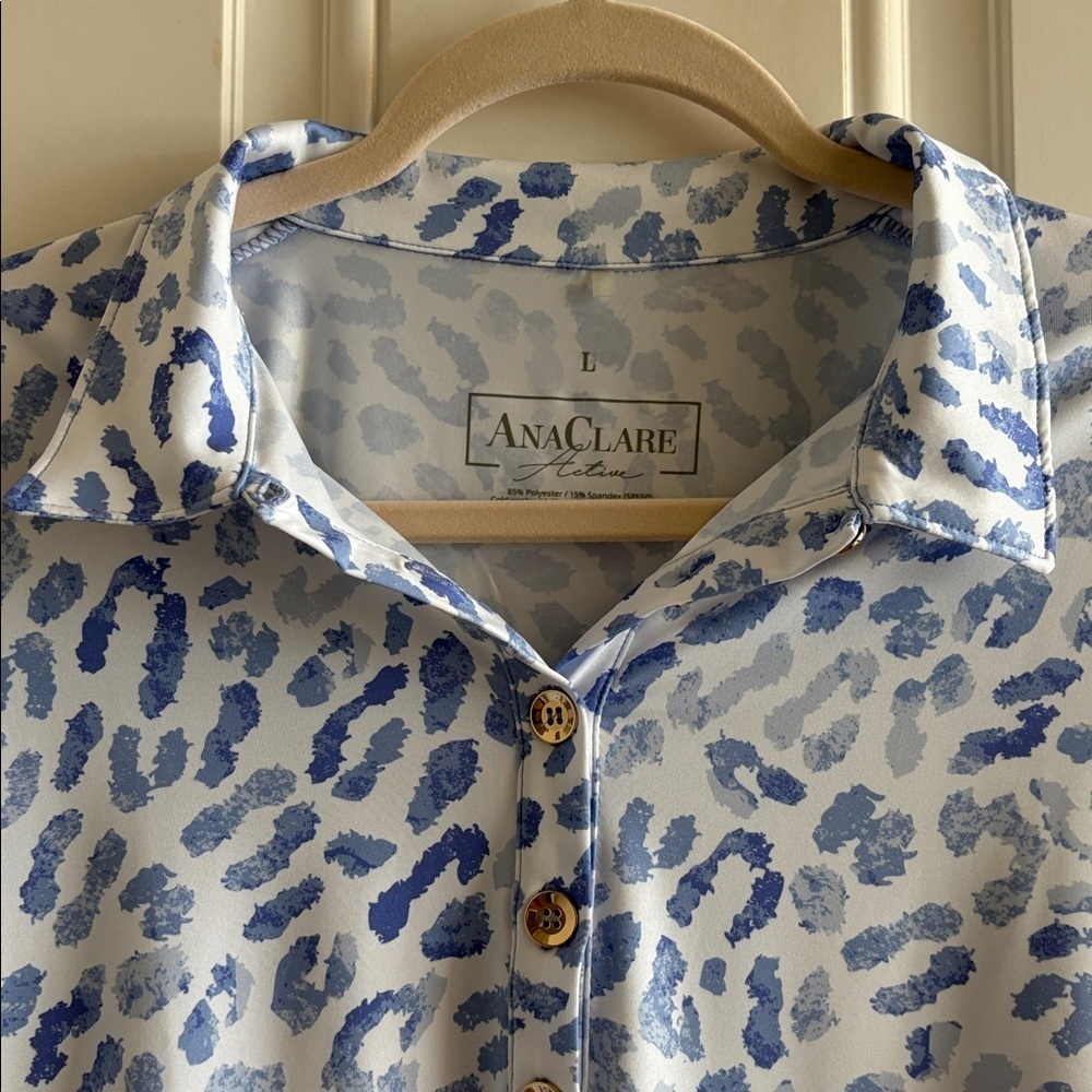 Ana Claire Active Blue and Gray Animal Print Dress SPF 50 Sz L - Picture 5 of 7